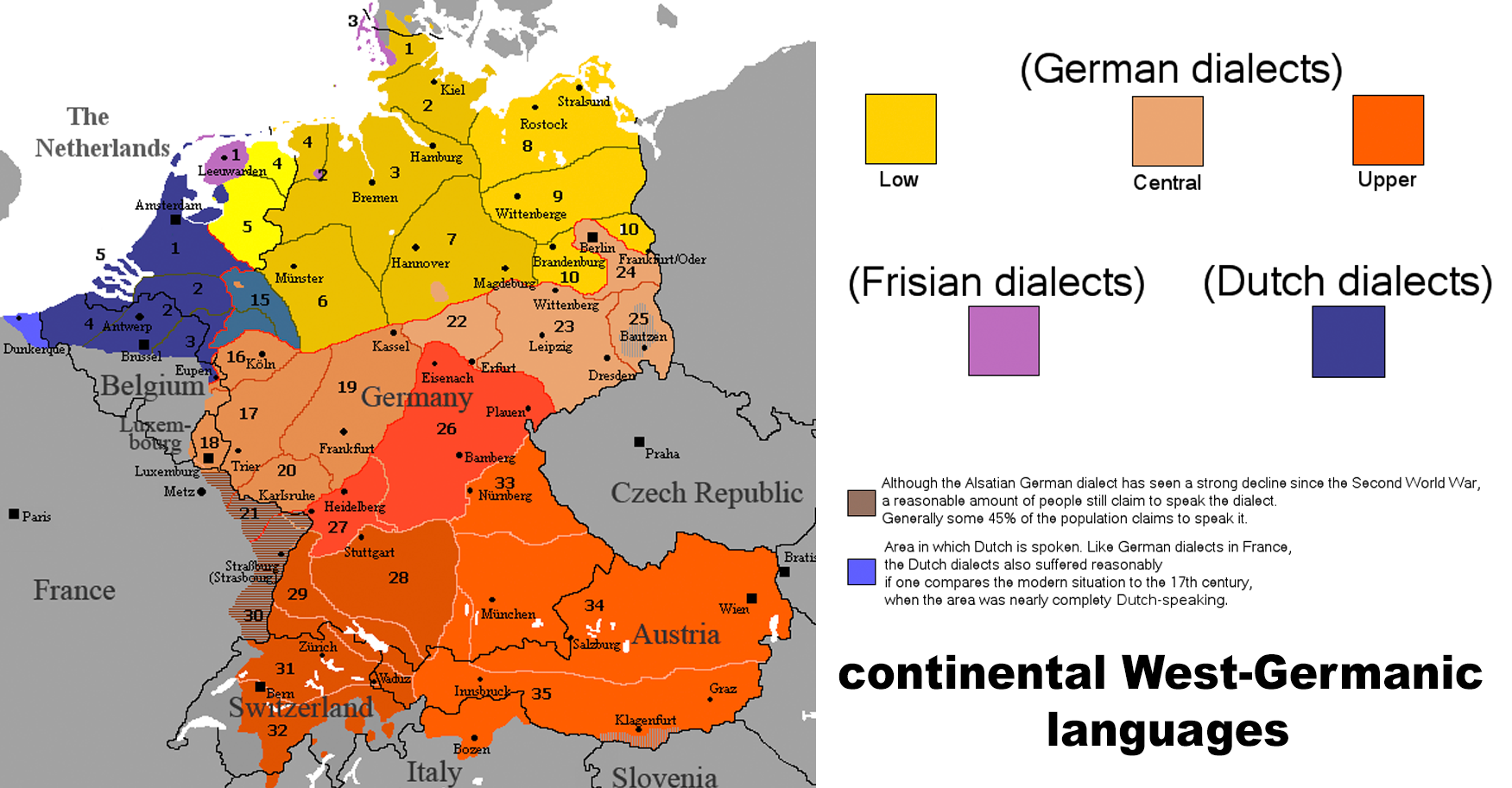 a map of West-Germanic languages