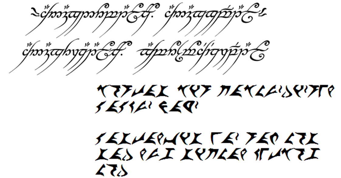 Elvish and Klingon scripts.