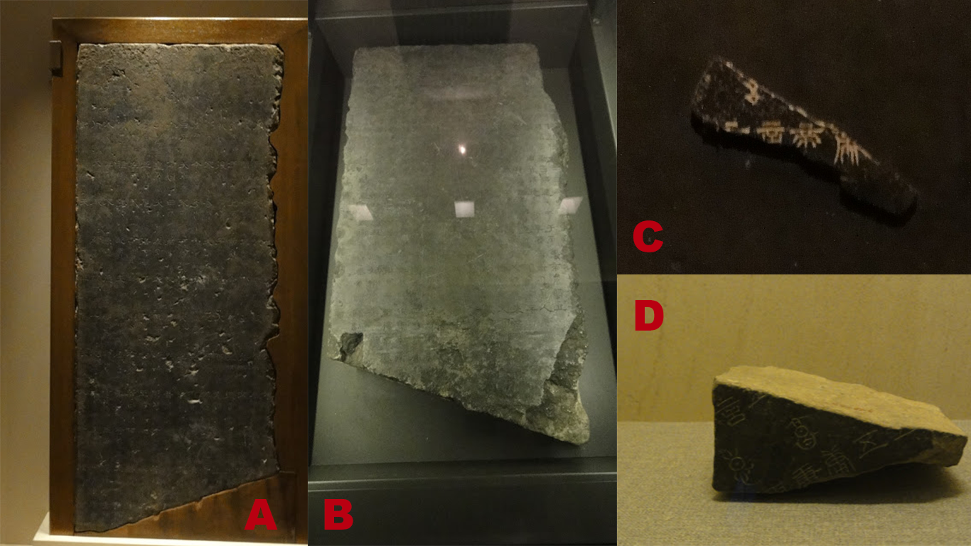 several fragments of the three-type stone